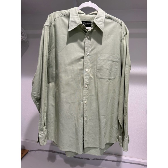 Eddie Bauer Green Khaki Button-Down Long Sleeve Size Large - Picture 5 of 7